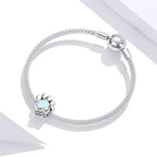 Opal Heart Paw Print Charm