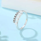 Pearl & Zircon Stone Adjustable Ring – Dual Row Design