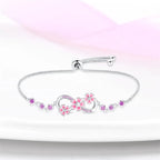 Pink Blossom Infinity Bracelet with Sparkling Gemstones