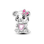 Pink Bow & Heart Panda Bear Charm