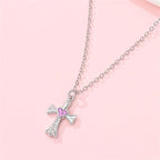 Pink Heart Cross Necklace