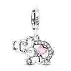 Pink Heart Elephant Dangle Charm