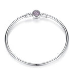 Pink Pavé Heart Clasp Charm Bangle