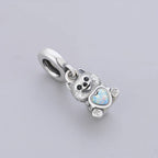 Pomeranian Dog with Heart Stone Dangle Charm