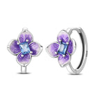 Purple Blossom Flower Hoop Earrings
