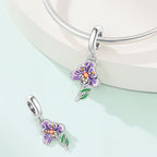 Purple Orchid Flower Dangle Charm
