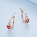 Rose Gold Flame-Heart Crystal Hoop Earrings
