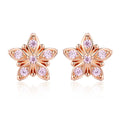 Rose Gold Pink Daisy Stud Earrings