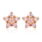Rose Gold Pink Daisy Stud Earrings