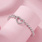 Silver Heart Beaded Bracelet