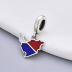 Sint Maarten & Saint Martin Island Map Flag Dangle Charm