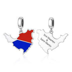 Sint Maarten & Saint Martin Island Map Flag Dangle Charm