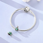 Smiling Turtle with Green Heart Charm