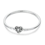 Sparkling Heart Clasp Snake Chain Bracelet