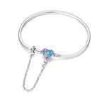 Starry Night Heart Charm Bracelet with Safety Chain
