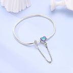 Starry Night Heart Charm Bracelet with Safety Chain