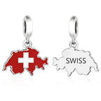 Switzerland Map Flag Dangle Charm
