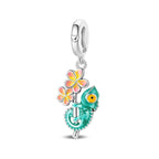 Temperature-Changing Chameleon & Flower Dangle Charm