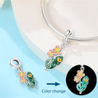Temperature-Changing Chameleon & Flower Dangle Charm