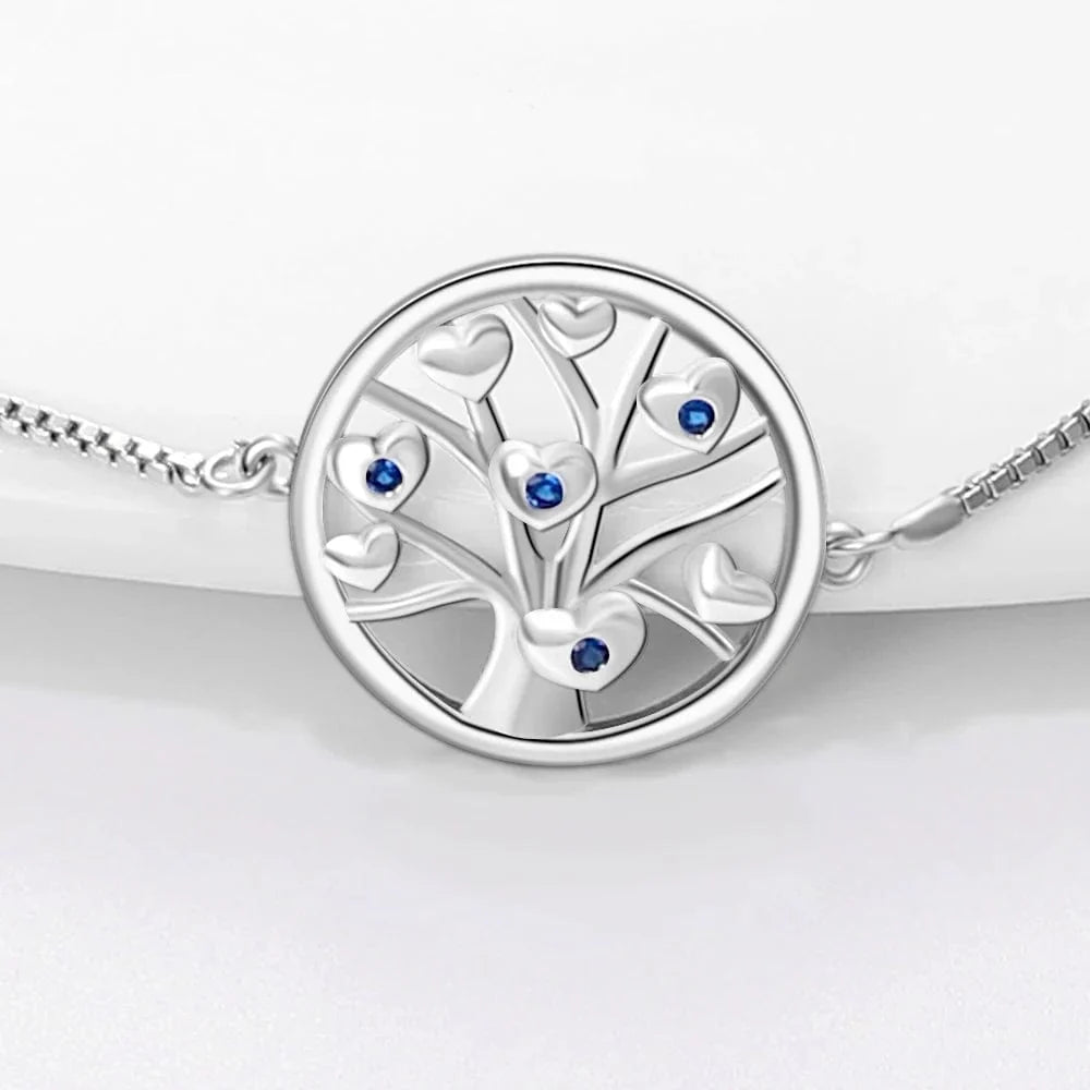 Tree of Life Bracelet with Blue Gemstone Accents