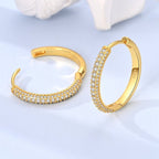 Triple Row Sparkling Gold Hoop Earrings