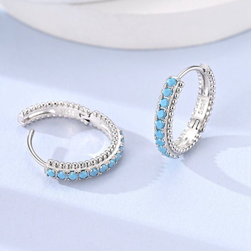 Turquoise Beaded Hoop Earrings