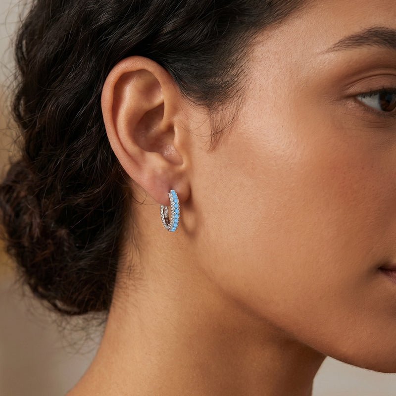 Turquoise Beaded Hoop Earrings