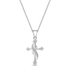 Twisted Cross with Pavé Stone Pendant Necklace