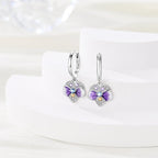 Violet Blossom Crystal Flower Hoop Earrings