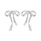 Whispering Ribbon Bow Stud Earrings